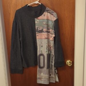 Gray and Multicolor Women's Turtleneck Sweater